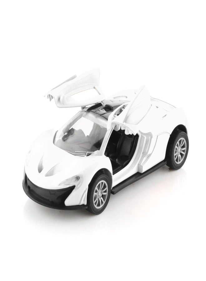 Chanak Premium Metal Die-Cast Sports Racer Car, Metal Car with Realistic Engine Sound, LED Lights, Open & Close Doors, Pull Back Car Zinc Alloy for Kids Above 3 Years, BIS Approved (White) - Image 1